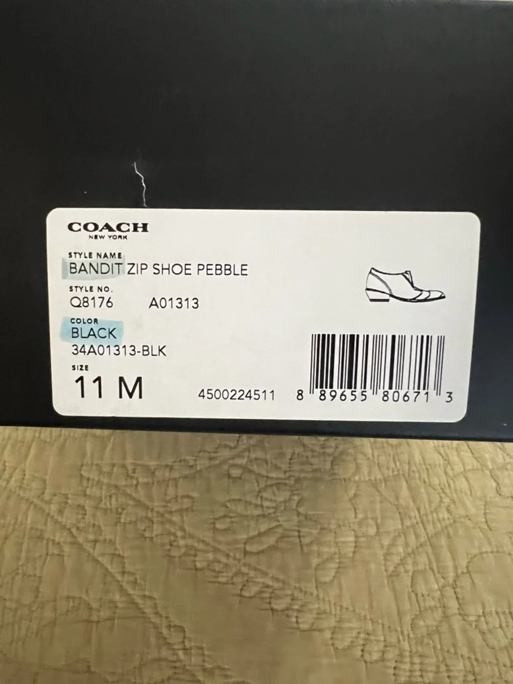 Coach womens cowboy Black booties in Pebbled Leather Front-Zip worn only 1 time - Picture 8 of 8